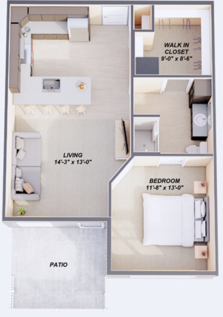 1 Bedroom | Meadowridge A
