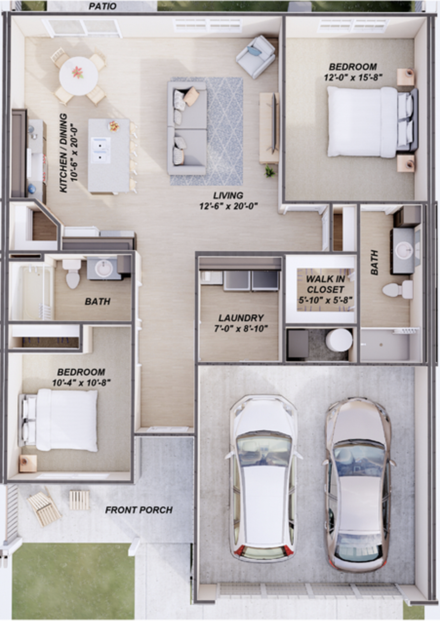 2 Bedrooms | Rose